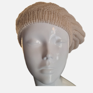 Hand Knitted Beautiful Beret - Ivory colour