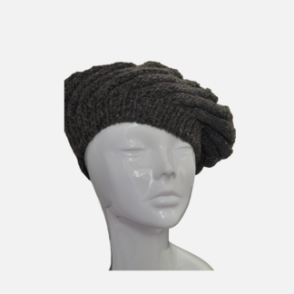 Hand Knitted Beautiful Beret - Natural Brown